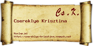 Csereklye Krisztina névjegykártya